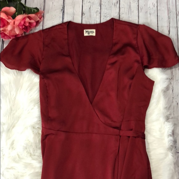 NWT SMYM Ruby Luxe Satin Noelle Wrap Dress - Picture 9 of 14
